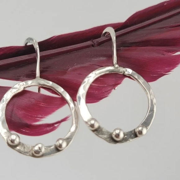 STERLING SILVER  DANGLING EARRINGS HANDMADE - Picture 1 of 5